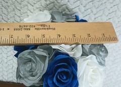 7 – Bridal Bouquets – Bridesmaid – 7″x9.5″ – Royal Blue White Gray Roses – NEW