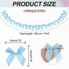 4 String of 13 PCS Sky Blue Bow Garland Banner Decoration Party Bow