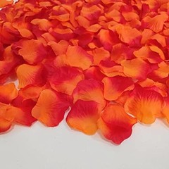 0.45LB Fake Orange and Red Rose Petals for Wedding,Pcs Silk 2500 Sunset Red