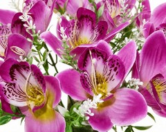 Artificial Purple Orchid Bundle 13 Inch Faux Flowers Wedding Bouquet Corsage Bou