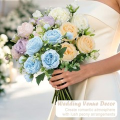 Mixed Colors Artificial Peony Flowers Fake White,champagne, Pink-purple , Blue
