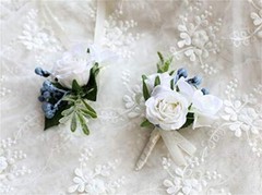 Rose Wedding Wrist Corsage and Boutonniere Set Party Prom Hand Ribbon Flower …