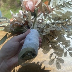 Bridal Wedding Bouquet Budget Friendly Handmade Faux Flowers White Pink Orange