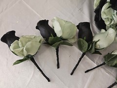 Wedding Bouquet Set, Black, Green Flower Package, 11 Pieces