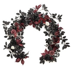 Ling’s Moment 5FT Black Burgundy Artificial Flower Garland Fake Rose Leaves F…