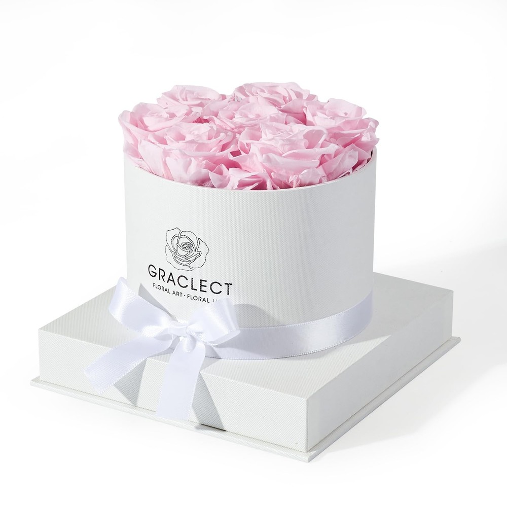 Graclect Flowers for Delivery Prime – Preserved Roses Pink in White Box