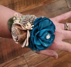 Dark Teal Bridal Bouquet Emerald Blue Grey Sola Wood Cascade Wedding Flowers