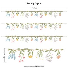 Cheerland Flower Banner Wildflower Garland Floral Green Pink Blue Yellow