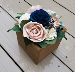 6PC Pink Navy Blue Centerpieces Sola Wood Flower Blush Wedding Baby Shower Decor