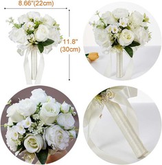 CYANLUX Wedding Bouquets for Bride Bridesmaid Bouquet Champagne White Rose
