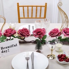DUSTY ROSE 6 ft long Silk Rose Wedding Garland Leaves Bendable Wire Home Sale