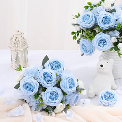 2 Packs Peonies Artificial Flowers, Blue Artificial Peonies, Silk Peonies Flo…