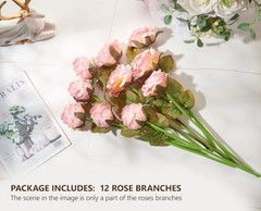 Rose Artificial Flower 12pcs Realistic Faux Silk Roses Fake A 12pcs Pink Rose