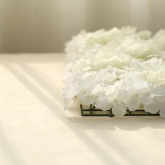 Cream Silk Roses Hydrangea 11 sq ft UV Protected Wall Backdrop Vertical Panels