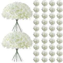 65Pcs Hydrangea Artificial Flowers Bulk，Realistic Silk Fake 65 Pcs White