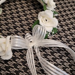 Flower Girl Head Piece Beautiful handmade with white flowers and ribbon