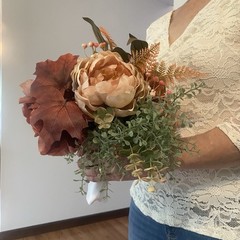 Bridal Wedding Bouquet Lovely Budget Handmade Faux Florals Dusty Rose Green