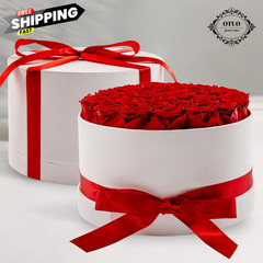 Otuo 27 Piece Preserved Roses in a Box – Forever Flowers for 27 Roses, Red