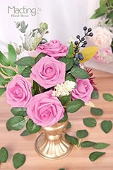 Artificial Flower Rose, 30pcs Real Touch Artificial Roses for DIY Pink