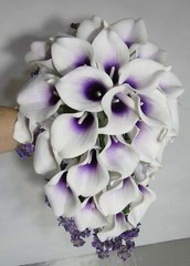 Purple White Calla Lily Bridal Wedding Bouquet Accessories