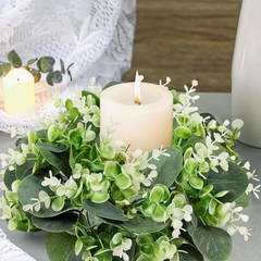 Pcs Artificial Eucalyptus Candle Rings Wreaths, 9 Inch 12 Eucalyptus Leaves03