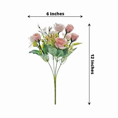 BLUSH 4 Bushes 12″ Silk Roses Artificial FLOWERS Bouquets Party Home Decorations