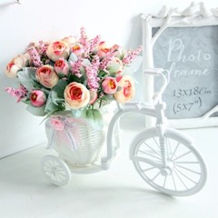 Imitation Décor Rattan Flower Basket Vase Tricycle Bicycle Model Home Garden DIY