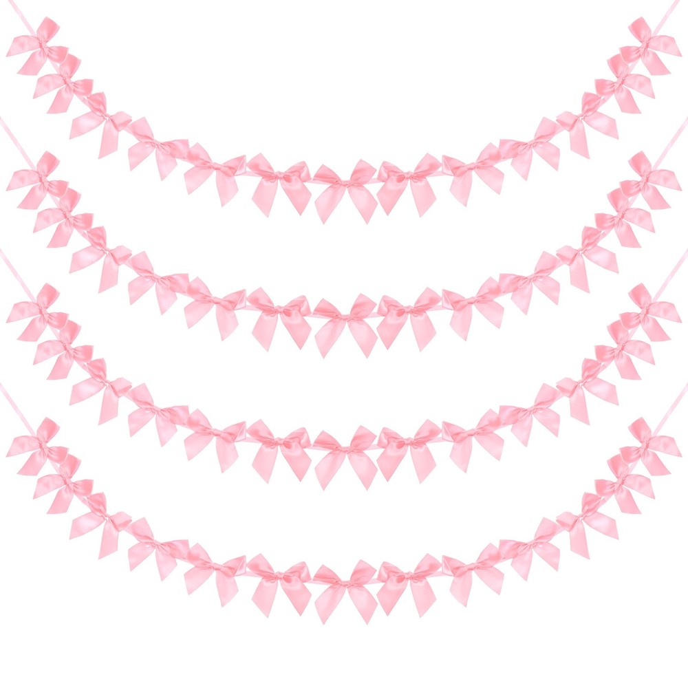 4 String of 13 PCS Peach Pink Bow Garland Banner Decoration Party Bow