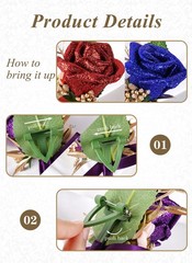 PartyforU Red Rose Boutonniere and Corsage Set – 2 Pcs Artificial Flowers