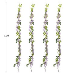 Lvydec Wisteria Artificial Flowers Garland, 4 Pcs Total 28.8ft Light Purple