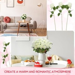 500 Pcs Artificial Silk Roses Flowers with Long Stem Bridal Wedding White