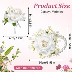 Tucnoeu 2pcs White Wrist corsages for Prom, Corsage Wristlet Band, Artificial…