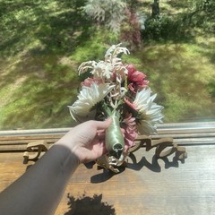 Bridal Wedding Bouquet Hand made Budget Friendly Faux Flowers White Pink Green