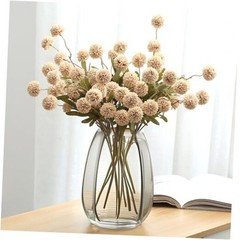 10pcs Faux Kiku Flowers, 5 Heads Each Stem & 4 Branches Eucalyptus Stems, Beige