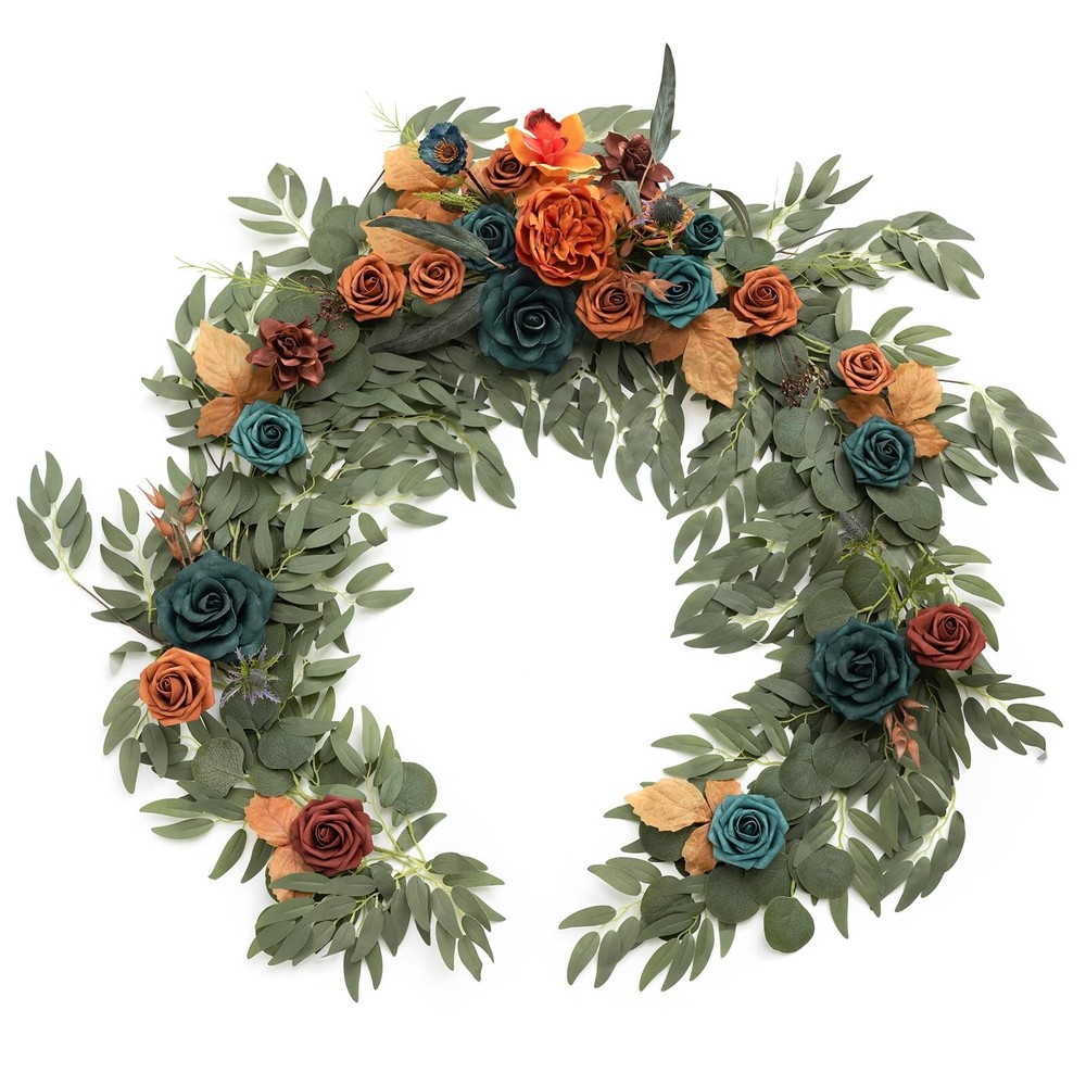 Ling’s Moment Flower Garland – 6FT Eucalyptus & Rose – Sweetheart Table Decor…