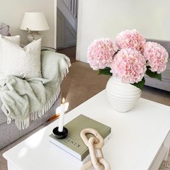 Pink Flowers Silk Artificial Hydrangeas, 4Pcs 22″ Lifelike Large Light Pink