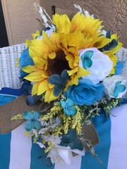 Sunflower wedding flowers pkg bridal bouquet decorations 18 Bouquets turquoise