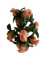 Vintage Poly Silk Rose Buds Flower Wire Stem Bouquet Wedding Crafts Hats Dolls