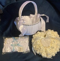 FREE Rose Petals With This Ring Pillow/Flower Girl Basket/Bridal Garter Toss Set