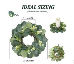 Panelee 20pcs Wedding Candle Rings – Boho Eucalyptus Leaf Wreath Holders