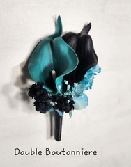 Teal Black Calla Lily Bridal Wedding Bouquet Accessories