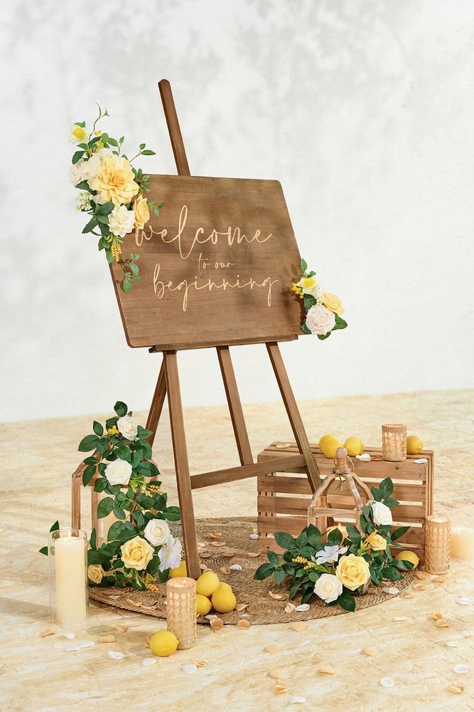 Ling’s Moment 2 pcs Wedding Artificial Sign Flower Swag Arch Floral Garlands