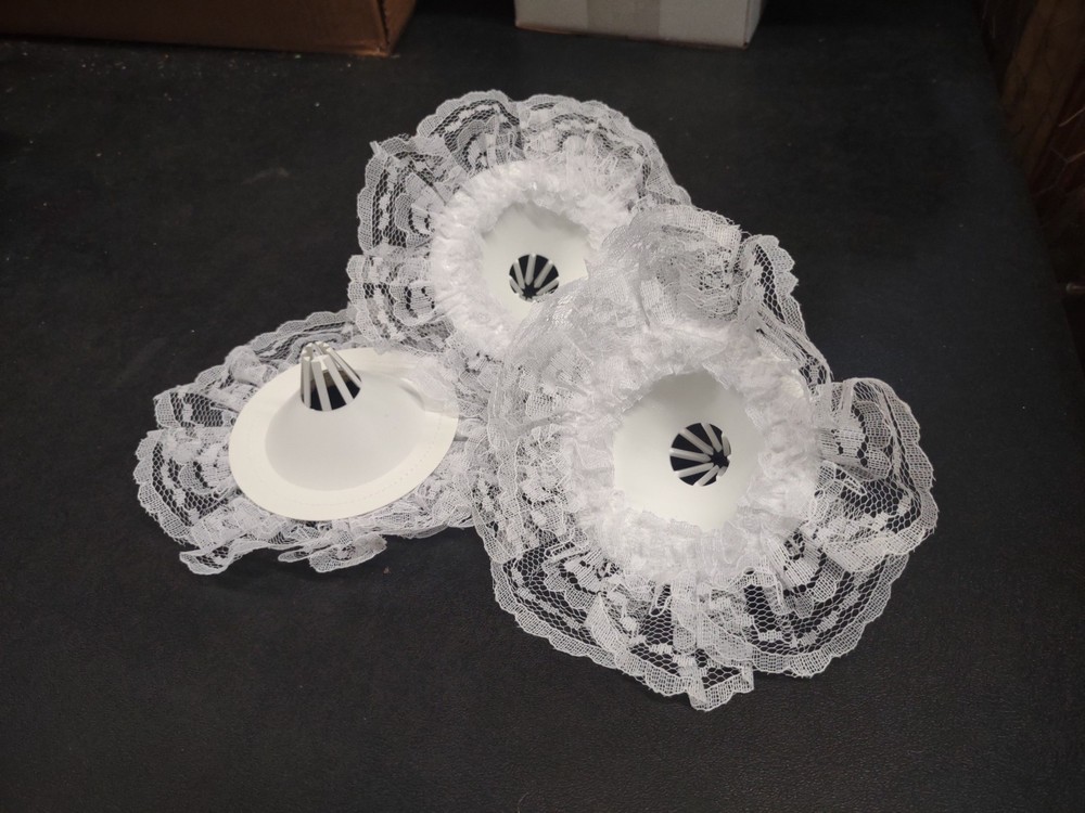 Set Of 3 Lace Bouquet Collar Ring, Wedding, Handheld Bridal Flowers, White, 6″