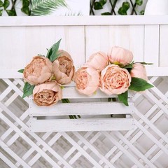 PEACH 10″ SILK FLOWERS Artificial Peony Bouquet Arrangement Wedding Centerpieces