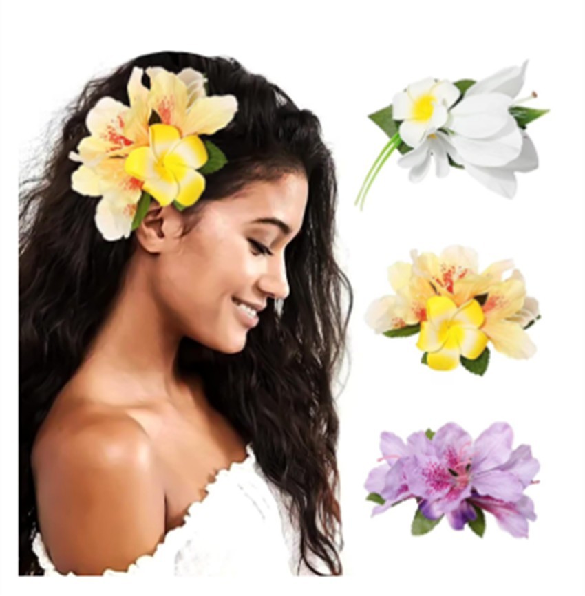 SN-A2-3 Hawaiian Hibiscus Luau Beach Party Tropical Flower Hair Clips 3PCS Set