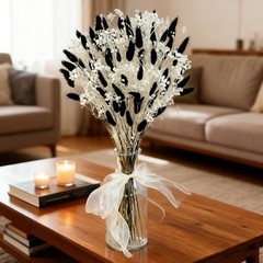 Bunny Tails Dried Flowers Bouquet Fluffy Nature Pampas Grass with Baby Black
