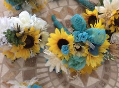 WEDDING FLOWERS BOUQUETS Decorations Sunflowers teal turquoise sale thru 9/1