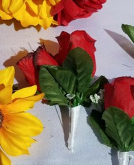 17 Piece Wedding Bouquet Set, Red Roses, Yellow Sunflowers, Bouquet Package