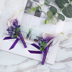 Wedding Anniversary Boutonniere Purple 6 Pcs