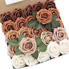 Artificial Flowers 25pcs Real Looking 25pcs Regular 3″ Shades of Earth Tones